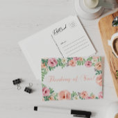 Carte Postale Penser à vous Pastel Plutôt rose Floral