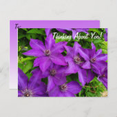 Carte Postale Penser À Vous Purple Clematis Floral (Devant / Derrière)
