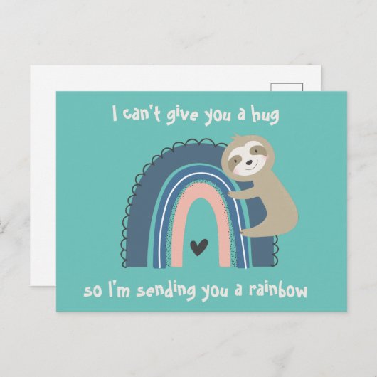 Carte Postale Penser à vous Rainbow Sloth Post Card (Devant / Derrière)