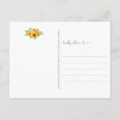 Carte Postale Penser à vous tournesol dans l'arrosage (Dos)