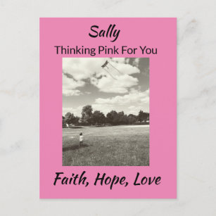 Carte Postale Penser Cancer du Sein Rose Foi Espoir Amour