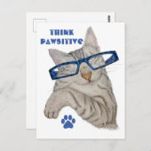 Carte Postale Penser Pawsitive Positivity Citation Cute Cat Lune (Devant / Derrière)