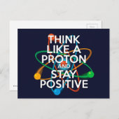 CARTE POSTALE PENSEZ À UN PROTON ET RESTEZ POSITIF (Devant / Derrière)
