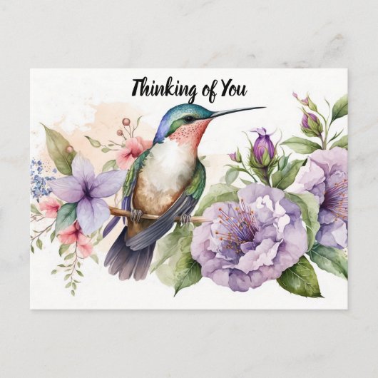 Carte Postale Pensez à vous Colibri (Devant)