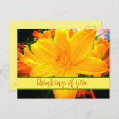 Carte Postale Pensez à vous Jaune Orange Fleurs Lys (Devant / Derrière)