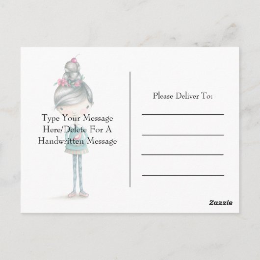 Carte Postale "Pensez à vous" Jote Boho Girl With Bird (Dos)