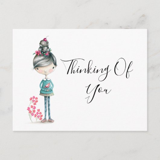 Carte Postale "Pensez à vous" Jote Boho Girl With Bird (Devant)