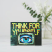 Carte Postale Pensez À Vous-Même Retro TV Eyeball Glitch (Debout devant)