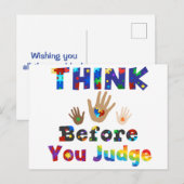 Carte Postale PENSEZ Avant De Juger (Devant / Derrière)