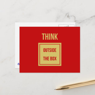Carte Postale Pensez en dehors de la boîte citation rouge