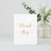 Carte Postale Pensez Gros Devis Gold Faux Foil Devis Blanc (Debout devant)