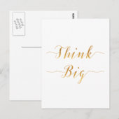 Carte Postale Pensez Gros Devis Gold Faux Foil Devis Blanc (Devant / Derrière)