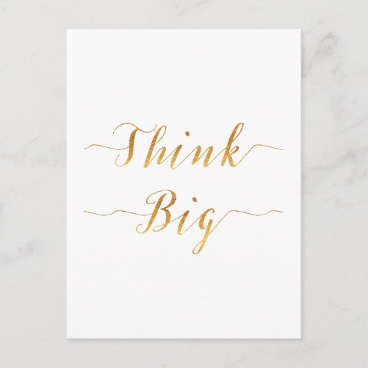 Carte Postale Pensez Gros Devis Gold Faux Foil Devis Blanc (Devant)