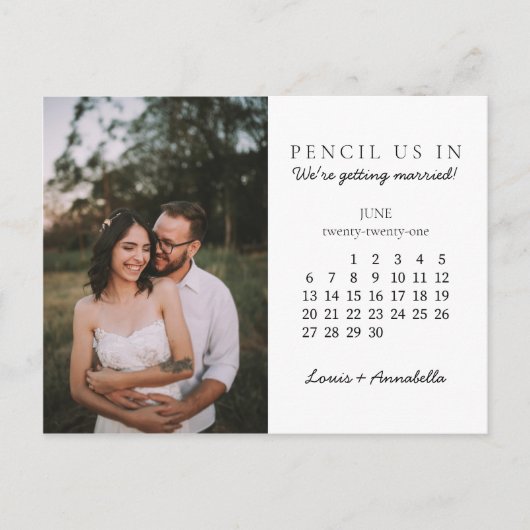 Carte Postale Pensez-nous dans Enregistrer la date Juin 2021 Cal (Devant)