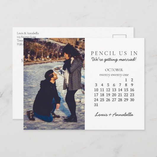 Carte Postale Pensez-nous dans Enregistrer la date Octobre 2021  (Devant / Derrière)