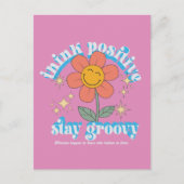Carte Postale Pensez Positif Restez Groovy Slogan (Devant)