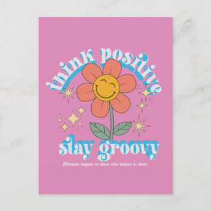 Carte Postale Pensez Positif Restez Groovy Slogan