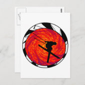 CARTE POSTALE PENSEZ TOUJOURS AU SKI (Devant / Derrière)