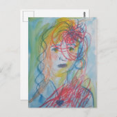 Carte postale Pensive Femme  (Devant / Derrière)