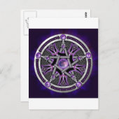 Carte Postale Pentacle De La Lune Violette (Devant / Derrière)