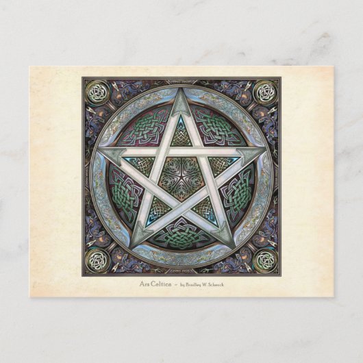 Carte postale Pentacle en réseau argenté (Devant)