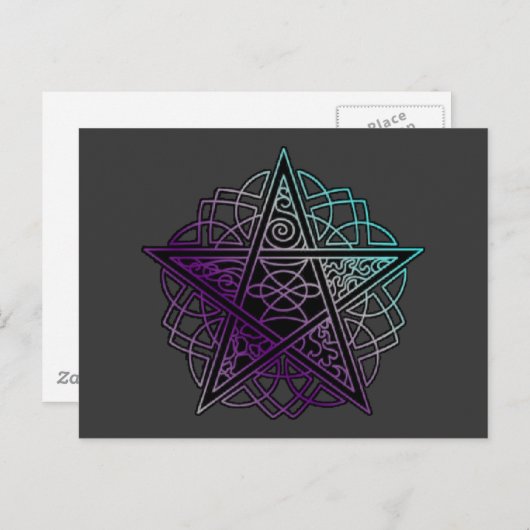 Carte Postale Pentacle pourpre et complexe aqua (Devant / Derrière)