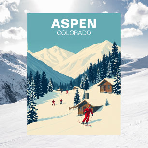 Carte Postale Pentes de ski d'Aspen, Colorado Voyage Vintage