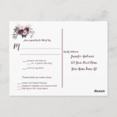 Carte Postale Peonies rose prune violette mariage RSVP (Dos)