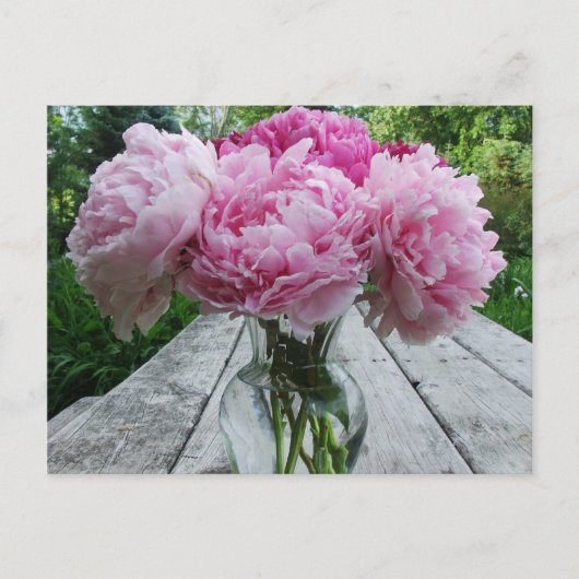 Carte Postale Peonies roses / Arrangement de fleurs de pivoines (Devant)