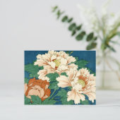 Carte Postale Peonies vintages en bleu (Debout devant)