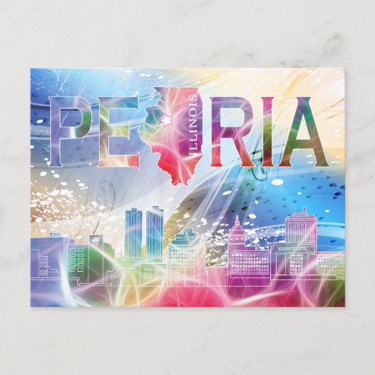 Carte Postale Peoria, Illinois - Conception Colorée (Devant)