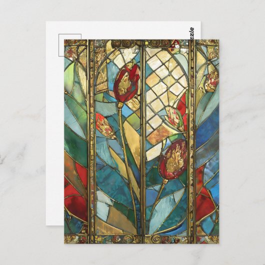 Carte Postale Pépites en chef rouges en verre tendu au lever du (Devant / Derrière)