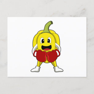Carte Postale Pepper en boxeur avec gants de boxe