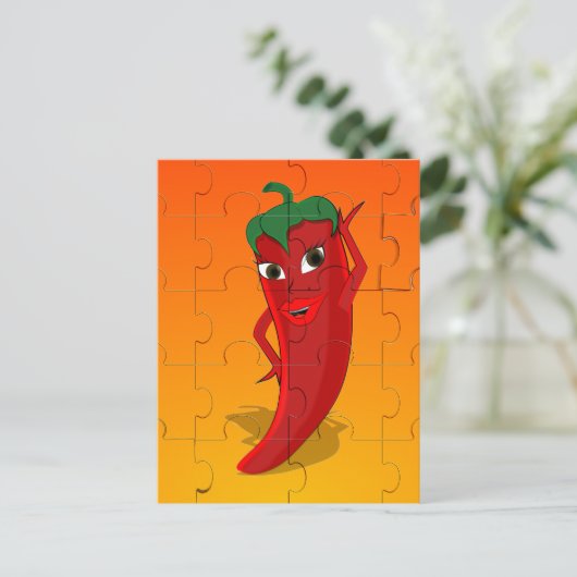 Carte Postale Pepper Rouge Diva Puzzle (Debout devant)