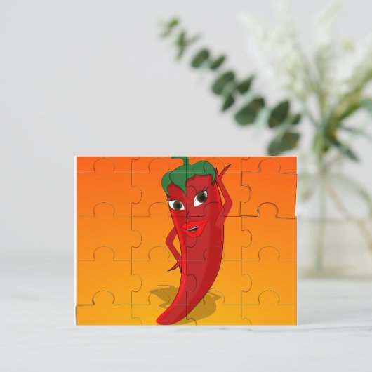 Carte Postale Pepper Rouge Diva Puzzle (Debout devant)