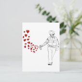 Carte Postale Pepper Spray Cop décontracté avec Coeurs (Debout devant)