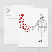 Carte Postale Pepper Spray Cop décontracté avec Coeurs (Devant / Derrière)