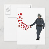 Carte Postale Pepper Spray Cop décontracté avec Coeurs en couleu (Devant / Derrière)