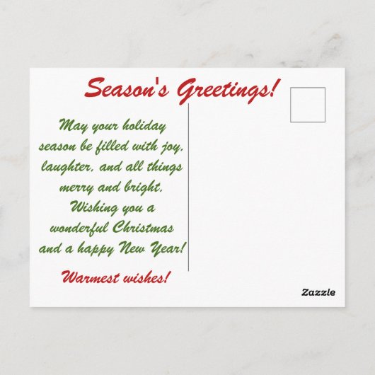 Carte Postale Pepperment Hot Chocolate Noël Salutation (Dos)