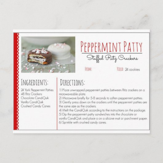 Carte Postale Peppermenthe Patty Ritz Crackers farcis ( Personna (Devant)