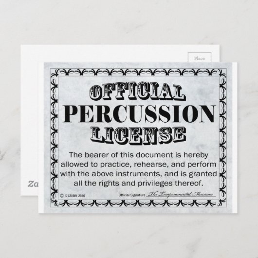 Carte Postale Percussion (Devant / Derrière)