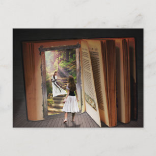 Carte Postale Perdre dans l'imagination en lisant un livre