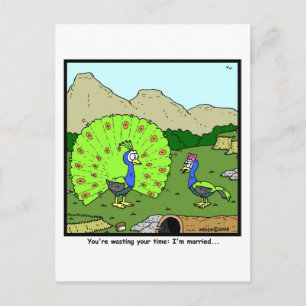 Carte Postale Perdre votre temps : Peacock Cartoon