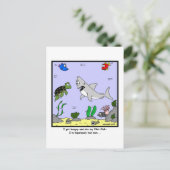 Carte Postale Perdu : Caricature de requin (Debout devant)