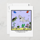 Carte Postale Perdu : Caricature de requin (Devant / Derrière)