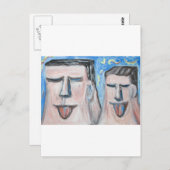 Carte Postale Père et Fils Embarrassants (expressionnisme) (Devant / Derrière)