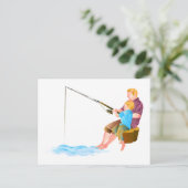 Carte Postale Père et fils pêche (Debout devant)
