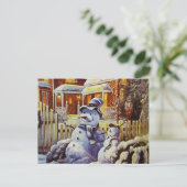 Carte Postale Père et son Snowman (Debout devant)