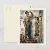 Carte Postale Père & Fils En Regard (Devant / Derrière)