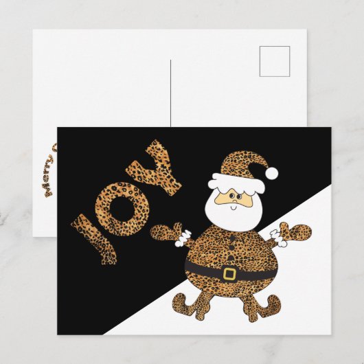 Carte Postale Père Noël à impression léopard Joie (Devant / Derrière)
